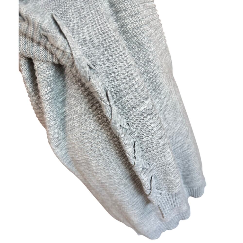 Jolt Gray Lace Up Sleeve Sweater Tunic Women’s Medium Oversized - Picture 3 of 8